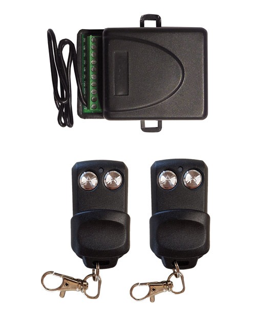 Kit Ricevente Radio 2 Canali Codice Fisso 433,92 + 2 Telecomandi Da Interno